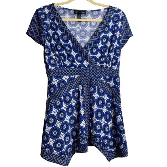 INC International Concepts Y2K Flowy V-Neck Blue Top/Blouse, Size Medium - Picture 1 of 4